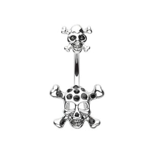 Double Pirate Skull Belly Button Ring-WildKlass Jewelry