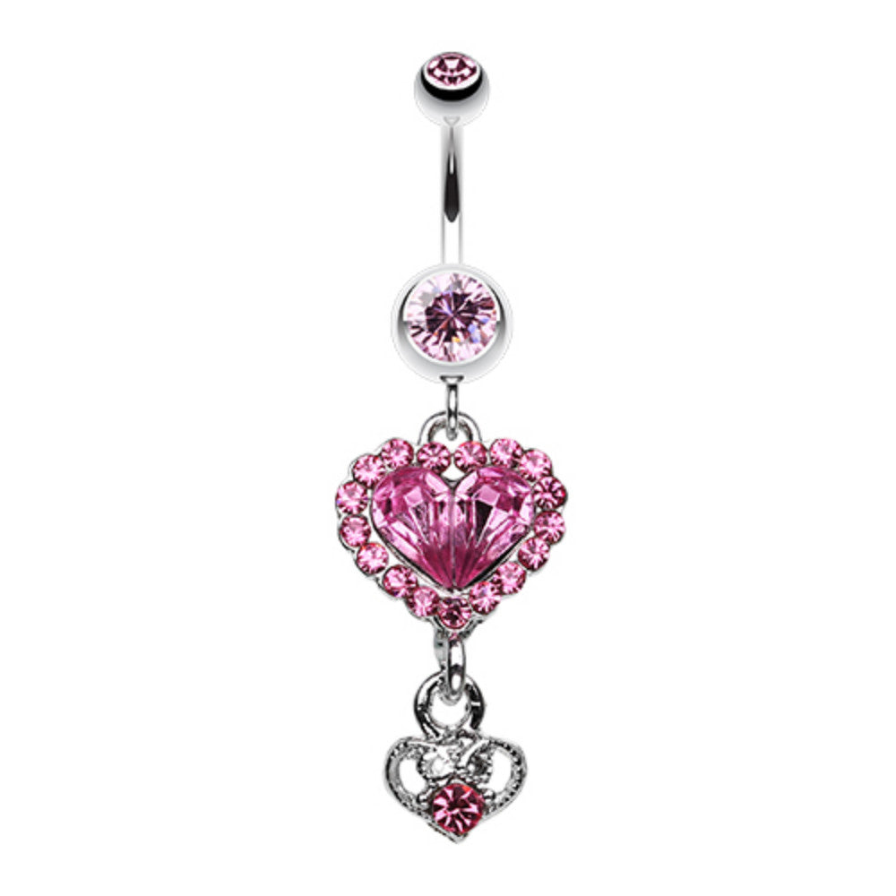 Crystal Heart in Heart Belly Button Ring – WildKlass Jewelry