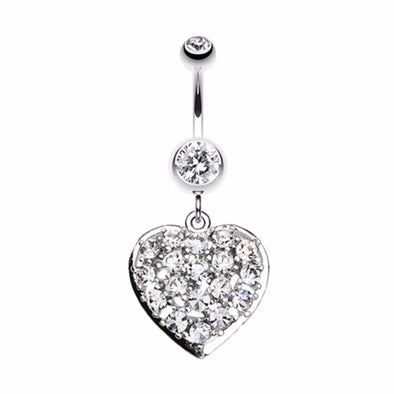 Shimmering Heart Belly Button Ring-WildKlass Jewelry
