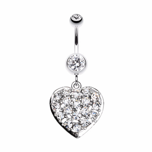 Shimmering Heart Belly Button Ring-WildKlass Jewelry