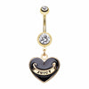 Gold Juicy Banner Heart Belly Button Ring-WildKlass Jewelry