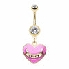 Gold Juicy Banner Heart Belly Button Ring-WildKlass Jewelry