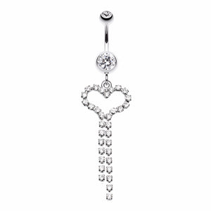 Gem Encrested Heart Belly Button Ring-WildKlass Jewelry