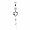 Dainty Bow-Tie Accented Heart Belly Button Ring-WildKlass Jewelry