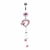 Dainty Bow-Tie Accented Heart Belly Button Ring-WildKlass Jewelry