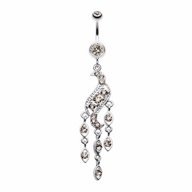 Sparkle Wave Drops Belly Button Ring-WildKlass Jewelry