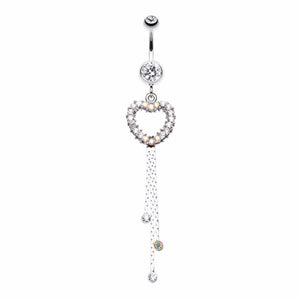 Classy Heart Cascading Belly Button Ring-WildKlass Jewelry