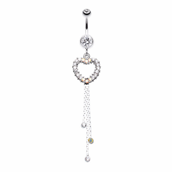 Classy Heart Cascading Belly Button Ring-WildKlass Jewelry