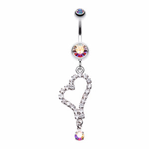 Romantic Curved Heart Belly Button Ring-WildKlass Jewelry