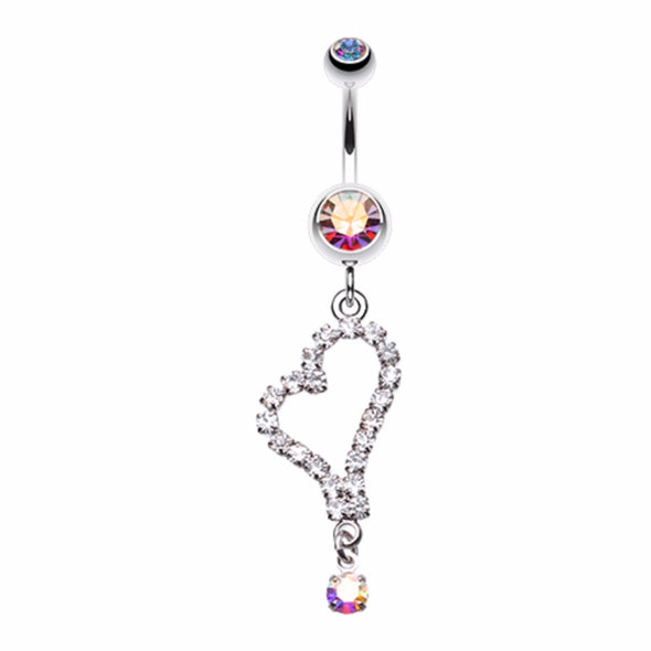 Romantic Curved Heart Belly Button Ring-WildKlass Jewelry