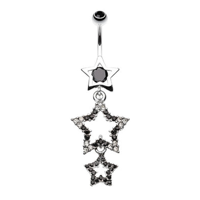 Sparkiling Triple Star Bell Button Ring-WildKlass Jewelry
