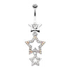 Sparkiling Triple Star Bell Button Ring-WildKlass Jewelry