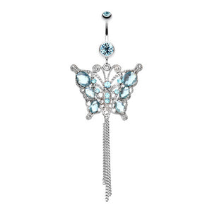 Gemmed Butterfly Belly Button Ring-WildKlass Jewelry