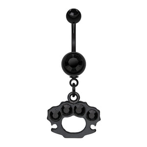 Blackline Brass Knuckle Sparkle Belly Button Ring-WildKlass Jewelry