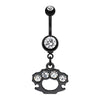 Blackline Brass Knuckle Sparkle Belly Button Ring-WildKlass Jewelry
