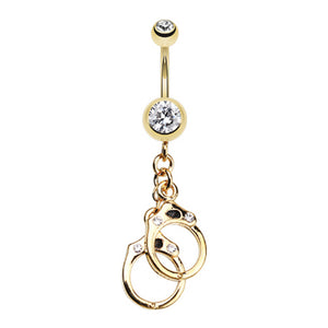 Golden Handcuff Sparkle Belly Button Ring-WildKlass Jewelry