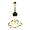 Golden Heart Brass Knuckle Belly Button Ring-WildKlass Jewelry