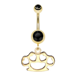 Golden Heart Brass Knuckle Belly Button Ring-WildKlass Jewelry