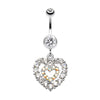 Double Layered Sparkling Heart Belly Button Ring-WildKlass Jewelry