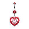 Double Layered Sparkling Heart Belly Button Ring-WildKlass Jewelry