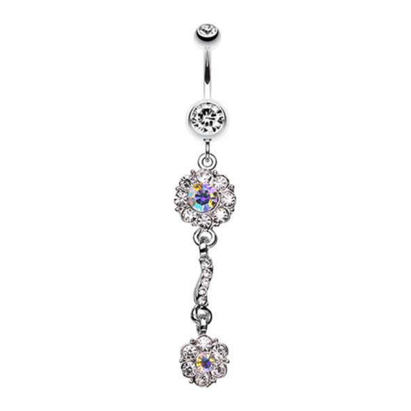 Dazzling Flower Blossom Belly Button Ring-WildKlass Jewelry