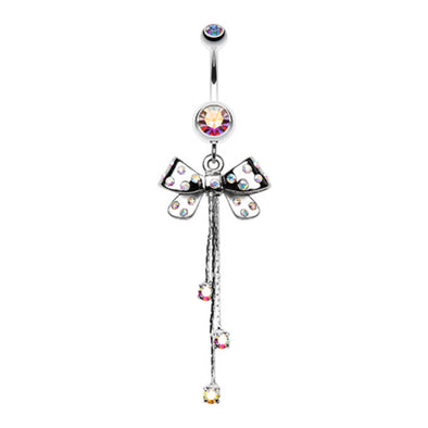 Glistening Polka Dots Bow-Tie Belly Button Ring-WildKlass Jewelry