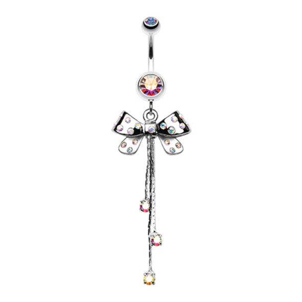 Glistening Polka Dots Bow-Tie Belly Button Ring-WildKlass Jewelry