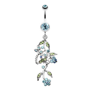 Romantic Vines with Flowers Belly Button Rings-WildKlass Jewelry