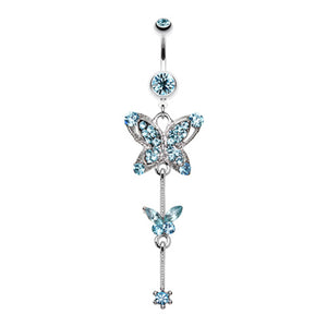 Precious Butterfly Sparkle Belly Button Ring-WildKlass Jewelry