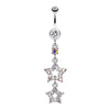Jeweled Star Drop Belly Button Ring-WildKlass Jewelry