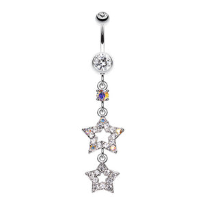 Jeweled Star Drop Belly Button Ring-WildKlass Jewelry