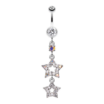 Jeweled Star Drop Belly Button Ring-WildKlass Jewelry