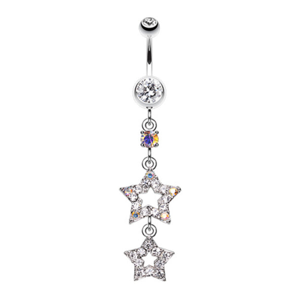 Jeweled Star Drop Belly Button Ring-WildKlass Jewelry