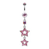 Jeweled Star Drop Belly Button Ring-WildKlass Jewelry