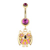 Golden Baby Owl Sparkle Belly Button Ring-WildKlass Jewelry