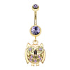 Golden Baby Owl Sparkle Belly Button Ring-WildKlass Jewelry