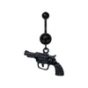 Blackline Pistol Gun Sparkle Belly Button Ring-WildKlass Jewelry