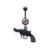 Blackline Pistol Gun Sparkle Belly Button Ring-WildKlass Jewelry