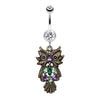 Whimsical Owl Sparkle Belly Button Ring-WildKlass Jewelry