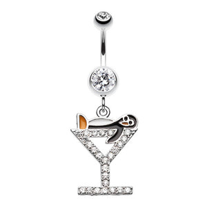 Happy Penguin Hour Martini Belly Button Ring-WildKlass Jewelry