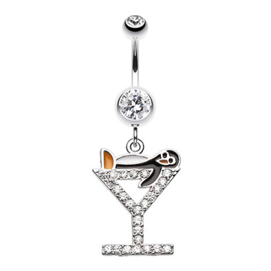 Happy Penguin Hour Martini Belly Button Ring-WildKlass Jewelry
