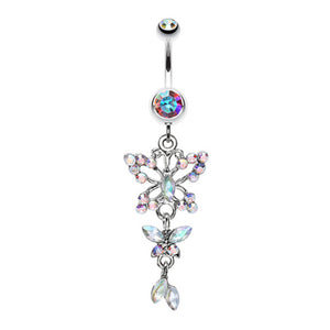 Glam Butterfly Fall Fancy Belly Button Ring-WildKlass Jewelry