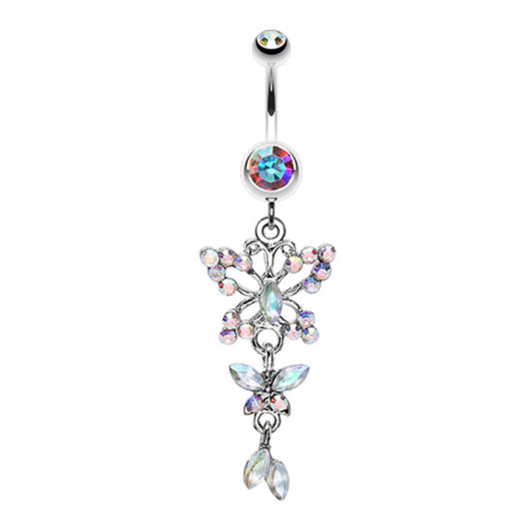 Glam Butterfly Fall Fancy Belly Button Ring-WildKlass Jewelry
