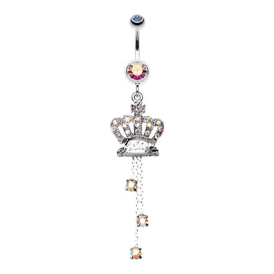 Royal Crown Sparkle Belly Button Ring-WildKlass Jewelry
