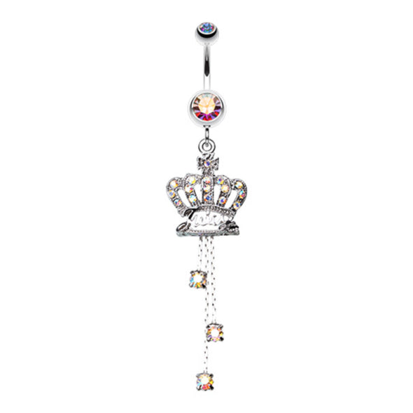 Royal Crown Sparkle Belly Button Ring-WildKlass Jewelry