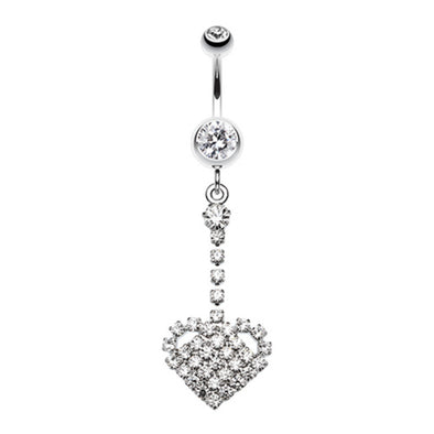 Journey Heart Sparkle Belly Button Ring-WildKlass Jewelry