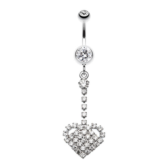 Journey Heart Sparkle Belly Button Ring-WildKlass Jewelry