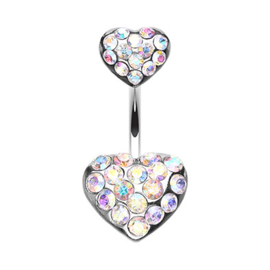 Brilliant Double Hearts Belly Button Ring-WildKlass Jewelry