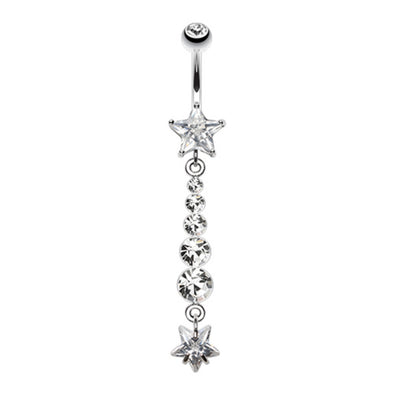 Star Journey Gem Dangle Belly Button Ring-WildKlass Jewelry