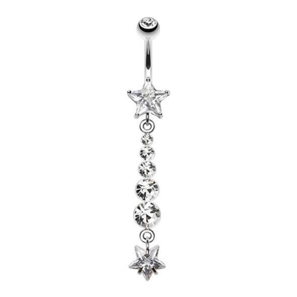 Star Journey Gem Dangle Belly Button Ring-WildKlass Jewelry